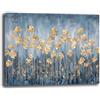 Printerland Quadro Moderno Soggiorno FIORI 70x100 cm blu oro Quadri moderni FIORE da Parete Stampa su tela Canvas Decorazione Murale muro Arredo Camera da letto Cucina (1, 70x100 cm, Canvas intelaiato)