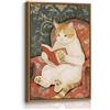 FajerminArt Quadri Moderni Con Cornice Gatto Divertente Che Legge Stampe da Parete Gatto Retrò Sul Divano Quadro Animali Umoristico Stampa Su Tela Decorazione per Soggiorno Camera da Letto 30X40cm