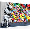 Runa Art Quadro Behind the curtain Moderni Murale - Made in Germany - Street Art Graffiti Soggiorno 043515a