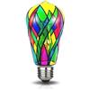 Generic Lampadina in vetro colorato, base E26, lampada notturna ST64 dipinta a mosaico, lampadina a filamento LED da 4 W, illuminazione ambientale per camera da letto romantica soggiorno casa decorazione