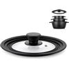 briebe TotaLid Coperchio Universali per Padella Multidiametro 20-22-24 cm | Bordo in Silicone, Vetro, senza BPA, per Pentole, Casseruole, Nero