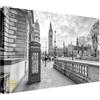 Wallazz Quadri Moderni Soggiorno Londra, Big Ben, Telephone, Skyline - 100% Made in Italy - Stampa HD su Tela Canvas - Quadro Camera da Letto - Qualità Artigianale - 70x140cm