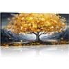 FajerminArt Grande Stampa su Tela Con Cornice In fiore Giallo Fortuna Albero Astratto Quadri Moderni Immagine pittura su tela soggiorno camera da letto Cucina ristorante Decorazione Murale 120x50cm