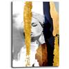 Printerland Quadro Moderno Astratto Donna Volto Ragazza su Tela - Stampa Artistica Oro Gold - Decorazione Parete per Soggiorno, Camera da Letto, Ufficio (3, 30x40 cm, Canvas intelaiato)