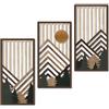 Putuo Decor Set di 3 quadri da parete incorniciati, paesaggio montagna geometrica nero beige dorato, stile moderno scandinavo, cornici in legno, decorazione soggiorno camera da letto ufficio ingresso