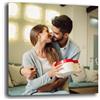 Printerland Quadro Moderno quadrato PERSONALIZZATO CON TUA FOTO personalizzata quadrata quadri Stampa su Tela Canvas in HD con fotografia famiglia (20x20, Centimetri)