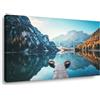Visario Quadro su tela 120x80 cm 5030 Lago di montagna Barche Natura