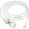ledscom.de Cavo LEKA con spina, interruttore, 3 m, bianco, incl. lampada E27, classe di efficienza energetica A (bianco caldo, 4W, 848lm)