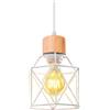 PETITES ECREVISSES E27 Lampadario a Sospensione Vintage 3 Luci Industriale Plafoniera Bianco Retro in Metallo gabbia Lampada da soffitto per Cucina Salotto (Lampada - legno-1)