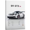LADV Stampa artistica da parete su tela, motivo: statistiche 911 GT3 RS su tela, motivo: auto da corsa sportiva, 20 x 30 cm