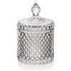 Chianese Potiche Venus in Vetro Trasparente con Coperchio, Motivo a Diamante, per Confettata Matrimonio, Cresima e Comunione, h17 ø10,5 cm