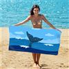 Generic Telo da spiaggia per adulti con design balena blu a coda oceanica, leggero, ad asciugatura rapida, coperta per l'estate, piscina, viaggio, vacanza, uso all'aperto