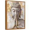 HALFLEMART Stampa su Tela Con Cornice Buddha in Oro Grigio Buddha Pittura Quadri su Tela Culto Buddista Astratto Quadri Moderni Meditazione Spirituale Zen Stampa da Parete Camera da Letto Yoga e Spa 30x40cm