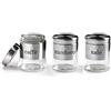 Gicos Set 3 barattoli tris barattolini cucina sale-zucchero-caffè in vetro e accciaio inox 11*14 cm 750 ml OYO-772016