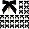 BBTISG Set di 25 Fiocchi in Velluto per Albero di Natale, 9 x 9cm Ghirlande per Albero di Natale Decorazioni per Matrimoni Confezioni Regalo (Nero)