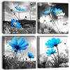 Artscope Stampe e Quadri su Tela 4 pz. Fiore Blu Immagine Fotografia Murale Tela Wall Art Bel Regalo per Home Decor Ristorante Cucina Regalo di Anniversario Compleanno 30x30CM