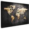 MuchoWow© Stampa Su Tela Decorazioni Pareti Canvas Grandi Dimensioni Quadri | 120x80 cm - Con Cornice Moderni Quadro Soggiorno Foto Camera Da LettoMappa del mondo - Oro - Brillantini - Nero