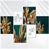 AREDE Set di 6 Stampe da Parete Quadri Moderni Decorazioni da Muro per Casa Soggiorno Camera da Letto e Cucina ''Fiori Turchesi Morbidi''| 4 x A4 (21x30cm) + 2 x A5 (15x21cm) | senza Cornici