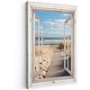 MuchoWow© Stampa Su Tela Decorazioni Pareti Canvas Grandi Dimensioni Quadri | 80x120 cm - Con Cornice Moderni Quadro Soggiorno Foto Camera Da LettoFinestra - Mare - Nature - Spiaggia