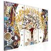 Runa Art Gustav Klimt Albero Della Vita Quadri Soggiorno Grande Colorato Astratto Albero 90 x 60 cm 3 Pezzi Decorazione Murale 004632a