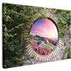 MuchoWow© Quadri Moderni Soggiorno su Tela Quadro Canvas Foto Dipinti | 120x80 cm - Camera da Letto Decorazioni Pareti Paesaggio - Fiori - Vista dalla finestra - Montagna
