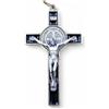 La Balestra Crocifisso per Collana, Croce di San Benedetto Made in Italy - Pendente Artigianale Crocifisso Placcato Oro 18K, Corpo di Cristo in Metallo - Medaglia San Benedetto (Nero)
