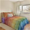 PENSIERI DELICATI Copriletto 220x280 cm, Telo Singolo 100% Cotone Pique, Ideale Come Telo Arredo, Coperta Salva Letto 1 Piazza e Mezza, Fantasia Arcobaleno Multicolor, 100% Made in Italy