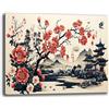 Printerland Quadro Moderno Soggiorno FIORI GIAPPONE 70x100 cm Quadri moderni FIORE da Parete Stampa su tela Canvas Decorazione Murale muro Arredo Camera da letto Cucina (18, 70x100 cm, Canvas intelaiato)