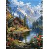 RKFLGEW 14CT Quadri Punto Croce Kit Da Ricamo Fantasy Forests Cottage Paesaggi Di Montagna E Fiume Kit Di Schemi Punto Croce Fai-Da-Te Set Da Ricamo Artigianale Per La Decorazione Domestica 60x80cm