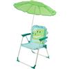 Alongen Sedia da giardino per bambini, sedia da spiaggia con ombrellone, pieghevole e portatile, per attività all'aperto, blu, dinosauro