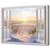 WallArena Stampe su tela 100x75 cm | Vista dalla finestra di spiaggia, mare, natura e paesaggio, dimensioni: 100x75 cm (LxA) - un pezzo su tela. La tela