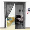 HSYLYM Tenda Zanzariera Porta Divisoria Interni 200x200cm (LxH) Nero | 72 Pezzi Di Perline,In Poliestere Di Alta Qualità,Semitrasparente,Tenda Decorativa Doppio Uso Interno Ed Esterno