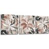 Lupia - Set 3 Quadri su Tela CANVAS DAY LEAVES MIX 38x38 cm foglie scala di grigi, Stampa Vivida, Pronto da Appendere, Decorazione per Soggiorno, Capezzale Testiera Camera da Letto, Cucina, Ufficio