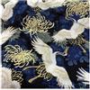 BrightGlow Tessuto di cotone, 100 x 150 cm, stile giapponese, venduto al metro, colorato, con scomparti per fiori, gru volanti, tessuto per vestiti, tessuto trapuntato, per cucito, gru blu