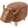 Balvi Sgabello La Vache Colore marrone a forma di mucca Gambe in legno Finta pelle/legno