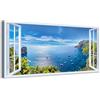 Generico Quadro finestra panorama Capri Faraglioni mare - Stampa su tela con telaio in legno - 120x60 cm