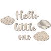 Papierdrachen - Decorazione da parete in legno, ideale per la cameretta dei bambini, vintage, boho, con dimensioni di circa 35 x 55 cm, con scritta "Hello Little one", set da 7