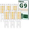 Tailcas G9 LED Lampadina, 3.5W Equivalenti 30W 40W Lampada Alogena, Bianco Caldo 3000K Lampade LED G9 350LM, AC220-240V, Non Dimmerabile, Nessun Sfarfallio, 6 pezzi