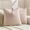 Ystyle 2 Pezzi Federe Cuscini Divano 50x50cm in Morbida Chenille, Copricuscini Decorativi con Texture Lineare Moderna per Soggiorno e Letto, Lavabili e Pet-Friendly, Rosa Tenue