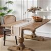 Generic Runner da tavola con motivo geometrico bohémien, 30 x 140 cm, con trama tessuta e bordo frangiato, per tavolo da pranzo, cucina o console, accento per la casa (bianco)