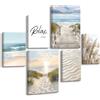 HALFLEMART 6Pcs Stampa su tela Con Cornice Paesaggio Costiero Marino Pittura Erba della Pampa Beige Quadri su tela Poster da parete Quadretti Quadri Moderni Soggiorno Camera da letto 30x40cmx2+20x30cm x4