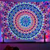 OSVINO Luce Nera Trippy Mandala Arazzo 150X200CM Reattivo Ai raggi UV Fantasia Arazzo Estetico Decorazione murale per Soggiorno Camera da letto Boho Appeso a Parete