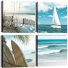 Artscope Stampe e Quadri su Tela 4 pz. Il Mare Blu Immagine Fotografia Murale Tela Wall Art Bel Regalo per Home Decor Ristorante Cucina Regalo di Anniversario Compleanno 30x30CM