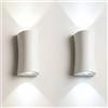 YASTA 2 Pezzi Applique da Parete per Interno Gesso Bianco Verniciabile | Lampada a Muro, Doppia illuminazione sopra e sotto, Design Moderno, Attacchi per faretti LED GU10 (NON INCLUSI)