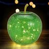 Spetebo Lampada a LED Crackle in vetro mela, 16 cm, verde - frutta decorativa effetto vetro rotto - Lampada da tavolo con catena di luci a batteria alimentato con timer