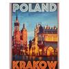 KUSTOM ART Quadro da Parete o da Tavolo Serie Paesaggi e Città Polonia Cracovia Piazza Krakow Stampa Artistica su Legno 30x21cm