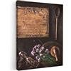 MuchoWow© Quadri Grandi Dimensioni Quadretti Parete Quadro Moderno Camera | 60x80 cm - Letto Stampa Foto Su Tela SoggiornoTagliere - Erbe - Cucchiaio - Cucina - Rustico - Mortaio - Erba cipollina