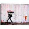 canvashop Quadri Moderni Soggiorno Banksy Pioggia Colorata 50x35 cm | Stampe da Parete su Tela Canvas, Pronti da appendere, Street Art Graffiti