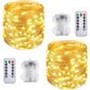 Vicloon Stringa Luci LED, 2PCS 10M 100 LED Luci Natale Impermeabili con Telecomando, a Batteria, Lampada a Fili di Rame, Luci Decorative per Halloween, Compleanno, Matrimonio, Partito