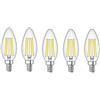ZYUJIA Lampadine a Candela LED E14,Lampadine a LED C35 a Vite Piccola Candelabri Non Dimmerabili Lampadina a Filamento Bianco Freddo 6500K 6W(Equivalente a 60W) 5 Confezioni